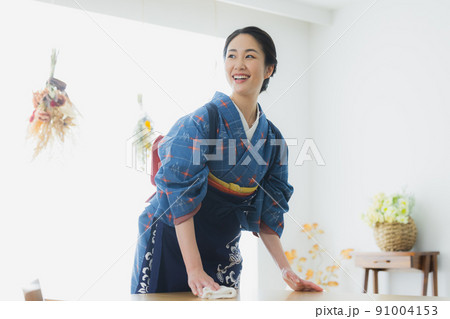 格子模様の小紋　和室　　　 91004153