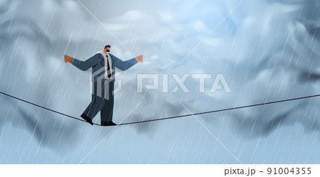 businessman walking on balancing tight rope risk challenge help in business concept horizontal businessman walking on balancing tight rope risk challenge help in business concept horizontal 91004355