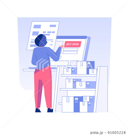 Creating stock of products isolated concept vector illustration. Happy woman buying goods online, drop shipping business, digital marketing, advertising agency, online reseller vector concept. 91005228