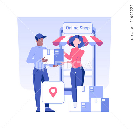 Shipping orders isolated concept vector illustration. Online store owner sends parcels via courier service, shop delivery, business idea, digital marketing, advertising agency vector concept. 91005229
