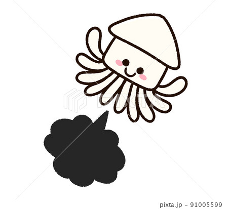 墨を出すイカのキャラクター 91005599