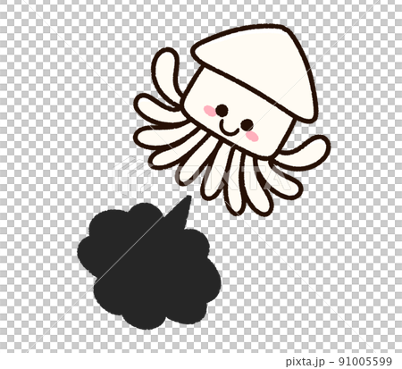 墨を出すイカのキャラクター 91005599