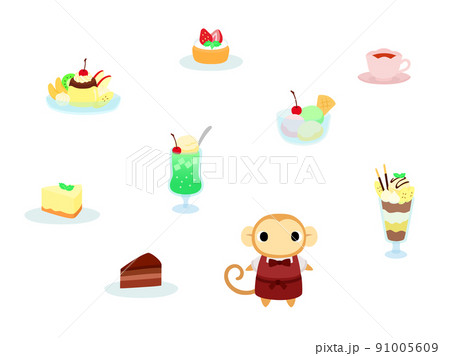 カフェメニュー5 サルの店員付 カフェメニュー5 サルの店員付 91005609