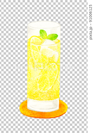 Lemonade in a glass (with coaster) Hand-painted watercolor illustration material for drinks Lemonade in a glass (with coaster) Hand-painted watercolor illustration material for drinks 91006125