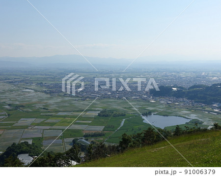 南陽スカイパーク　十分一分山　高ツムジ山  白竜湖　南陽市全景 91006379
