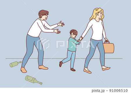 Wife with child leaving alcoholic husband  91006510