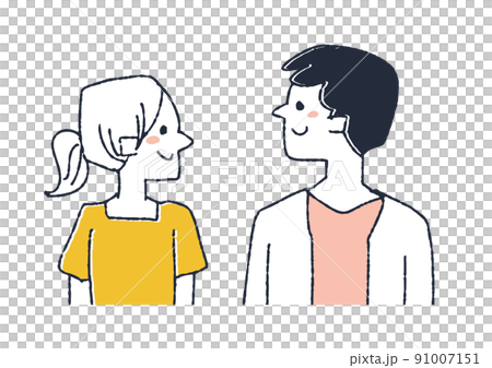 Young women and men next to each other 91007151