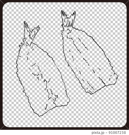 Hand-painted Iwashi fly illustration set / line drawing 91007238