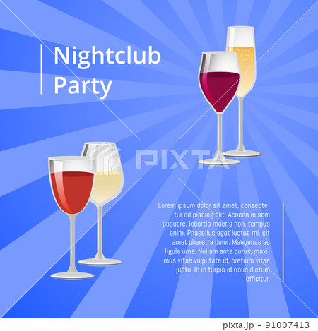 Nightclub Party Poster with Pair of Glasses Vector 91007413