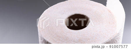 Roll of toilet paper on gray background. Roll of toilet paper on gray background. 91007577