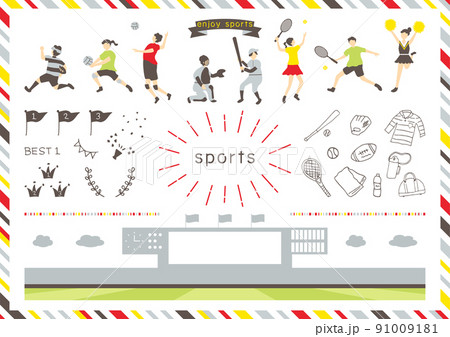 スポーツを楽しむ人達 91009181