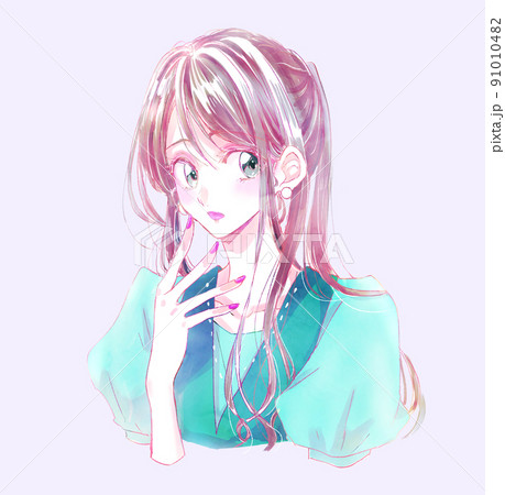 人物画 ポニーテールの女の子 ポニーテールの女性のイラスト素材 [91010482] - PIXTA
