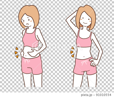 ベクター素材　ダイエット　ビフォーアフター 91010554