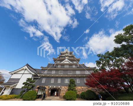 青空と岡山城天守閣 青空と岡山城天守閣 91010686