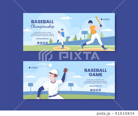 Baseball Game Sports Social Media Horizontal Banner Template Flat Cartoon Background Vector Illustration 91010834