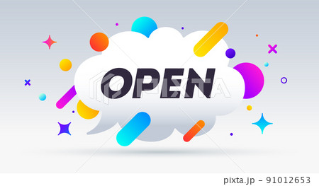 Open, speech bubble. Banner, poster 91012653