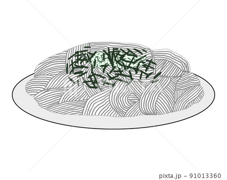 お皿に盛られたそうめんのイラストのイラスト素材