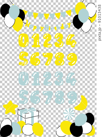 Happy birthdayの装飾数字バルーンつき(イエロー&ブルー) Happy birthdayの装飾数字バルーンつき(イエロー&ブルー) 91013438
