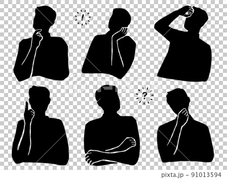 剪影男性黑色手勢插圖擔心疑慮 91013594