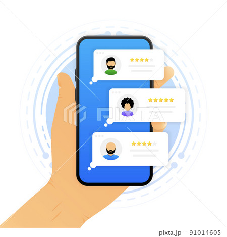 Customer User reviews on phone. Feedback, experience concept. Vector illustration. 91014605