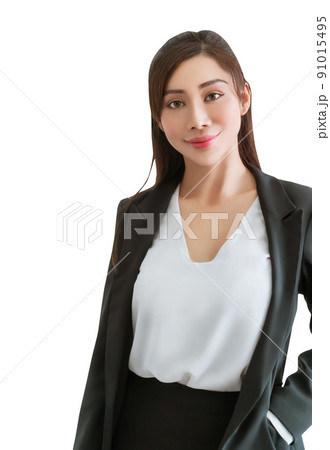 Portrait of an Asian Business woman isolated on white. Portrait of an Asian Business woman isolated on white. 91015495
