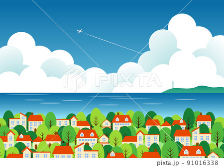 ノーマル版夏の海街背景ヨコ 91016338