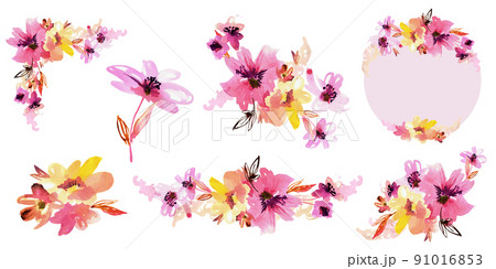 Watercolor hand painted floral set. High quality illustration Watercolor hand painted floral set. High quality illustration 91016853