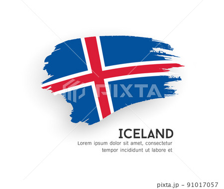 Flag of Iceland, brush stroke design isolated on white background