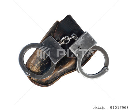Old Handcuffs With Leather Case 91017963