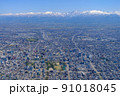 空撮・春の立山連峰と富山市 91018045