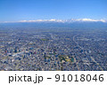 空撮・春の立山連峰と富山市 91018046