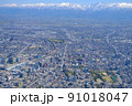 空撮・春の立山連峰と富山市 91018047