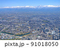 空撮・春の立山連峰と富山市 91018050