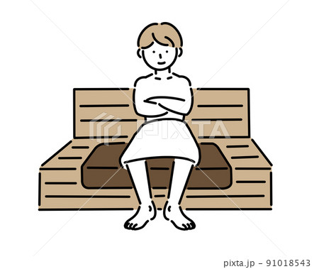 サウナでととのう若い男性 91018543