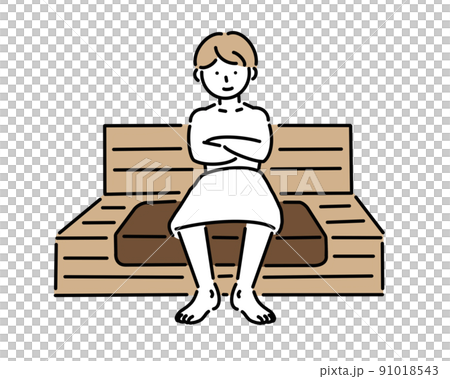 サウナでととのう若い男性 91018543