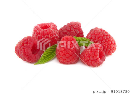 Raspberry berries isolated on white background Raspberry berries isolated on white background 91018780
