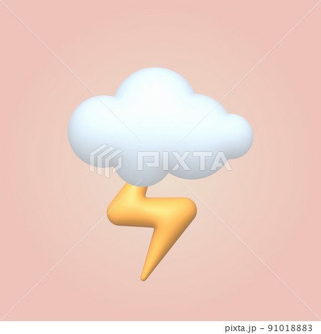 3d cartoon style weather icon cloud with thunderstorm. Vector 3d cartoon style weather icon cloud with thunderstorm. Vector 91018883