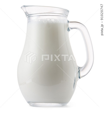 Glass milk jar isolated on white background 91020747