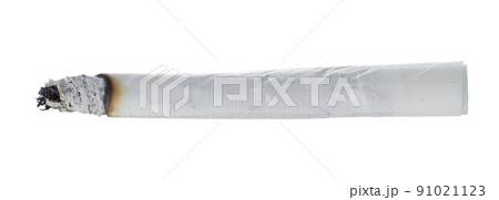 Burning cigarette isolated on white background close up Burning cigarette isolated on white background close up 91021123