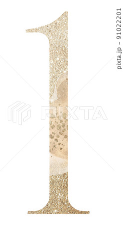 Pastel light Golden number 1 isolated illustration, glitter holiday design element Pastel light Golden number 1 isolated illustration, glitter holiday design element 91022201