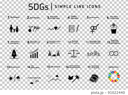 Goal of SDGs 17 Simple line icon set (English notation) 91022440