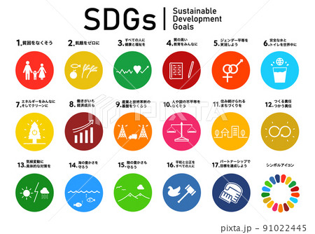 SDGs 17の目標シンプル丸型アイコンセット 91022445