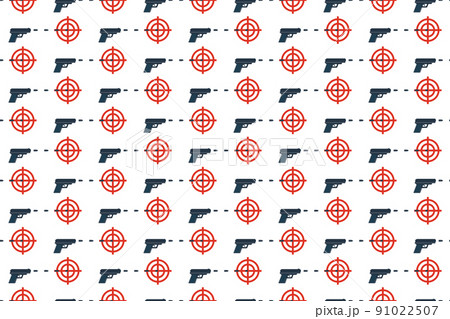 Gun targets and guns. Pattern on white Gun targets and guns. Pattern on white 91022507