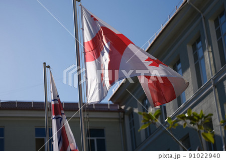 National flag of Georgia waving in wind National flag of Georgia waving in wind 91022940