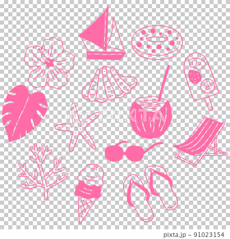 夏のバカンスアイテムのベクターイラスト 91023154