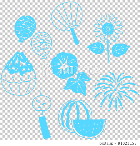 日本の夏休みのアイテムベクターイラスト 91023155