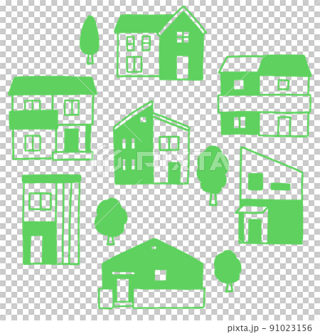緑の住宅地のベクターイラスト 91023156