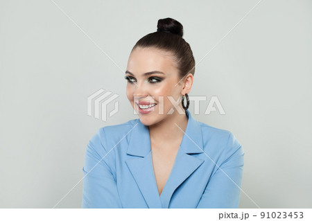 Photo of a fresh beautiful woman, studio shoot 91023453