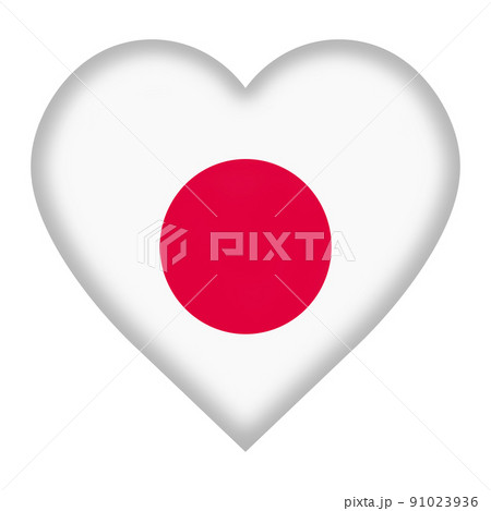 Japan flag heart button isolated on white with clipping path 91023936