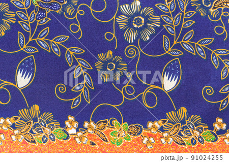 Batik sarong pattern background in Thailand, traditional batik sarong in Asian. 91024255